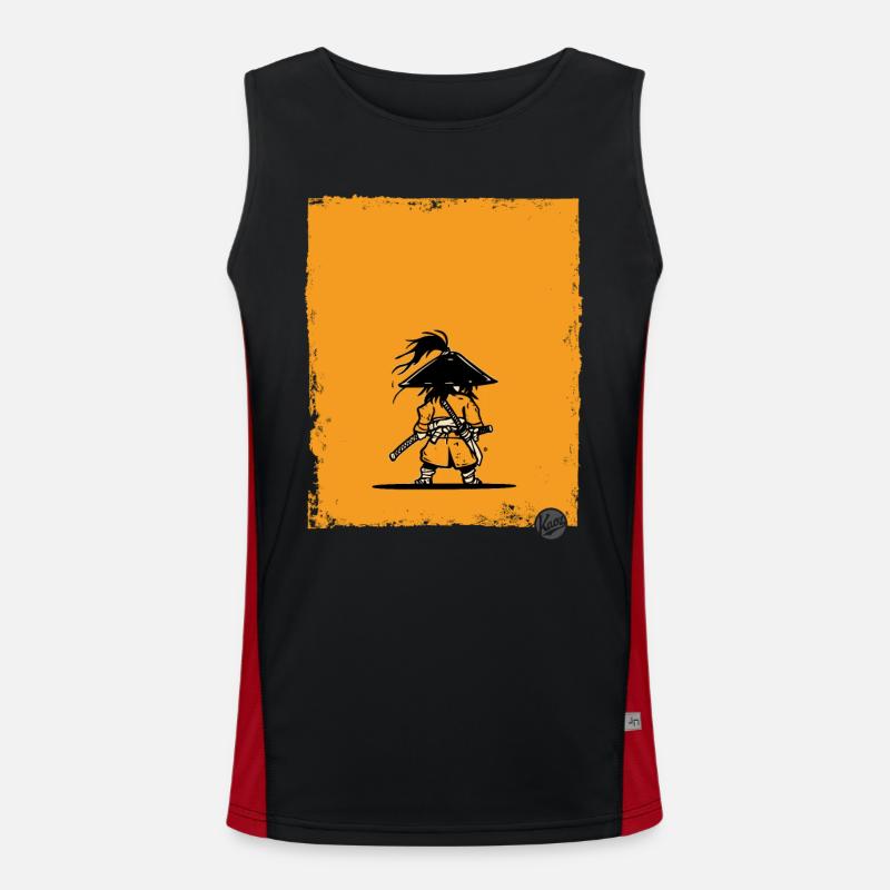 Samurai Style Warrior Silhouette - Men's Functional Contrast Tank Top  - black/red