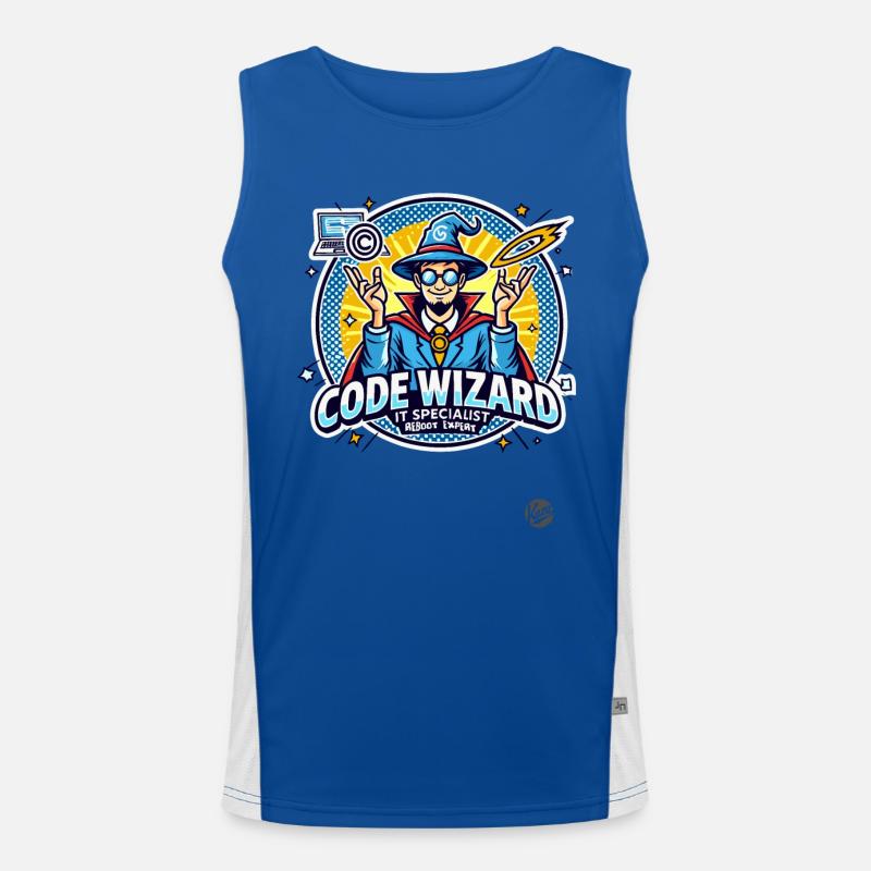Code Wizard Restart Specialist IT Expert Men's Functional Contrast Tank Top 