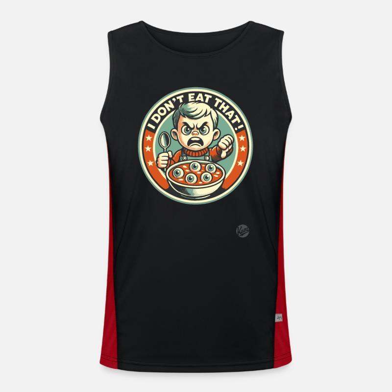 Junge mit Löffel und Suppe, Ich esse das nicht Funktionelles Kontrast-Tank Top für Männer 