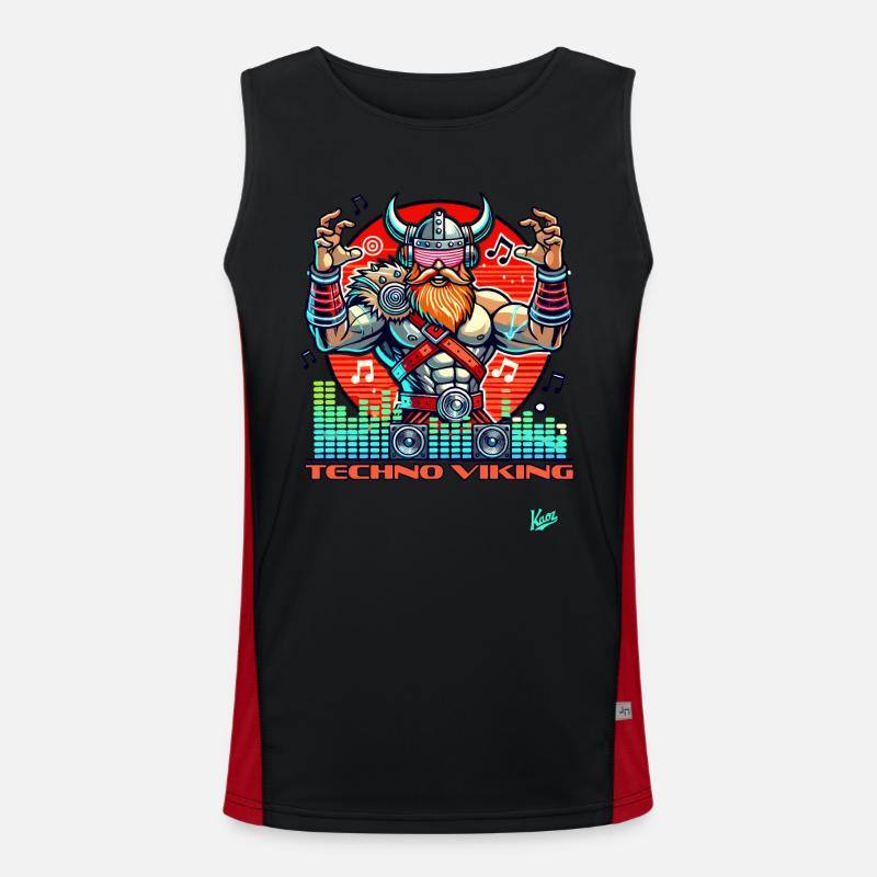 Techno Music Vikings Men's Functional Contrast Tank Top 