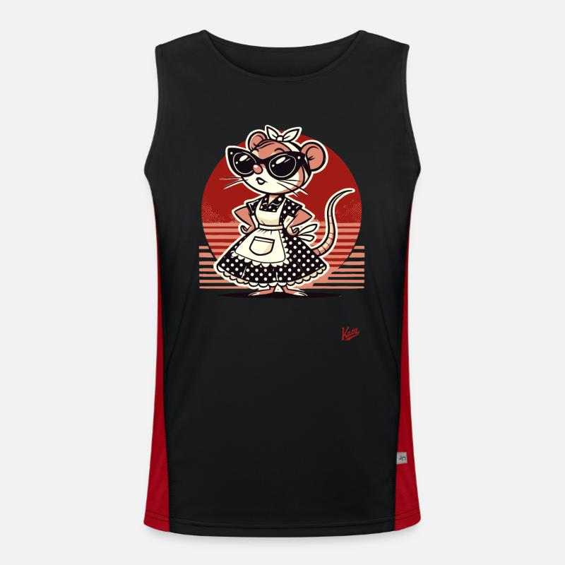 Coole Mäuse, eine Maus Hausfrau Funktionelles Kontrast-Tank Top für Männer 