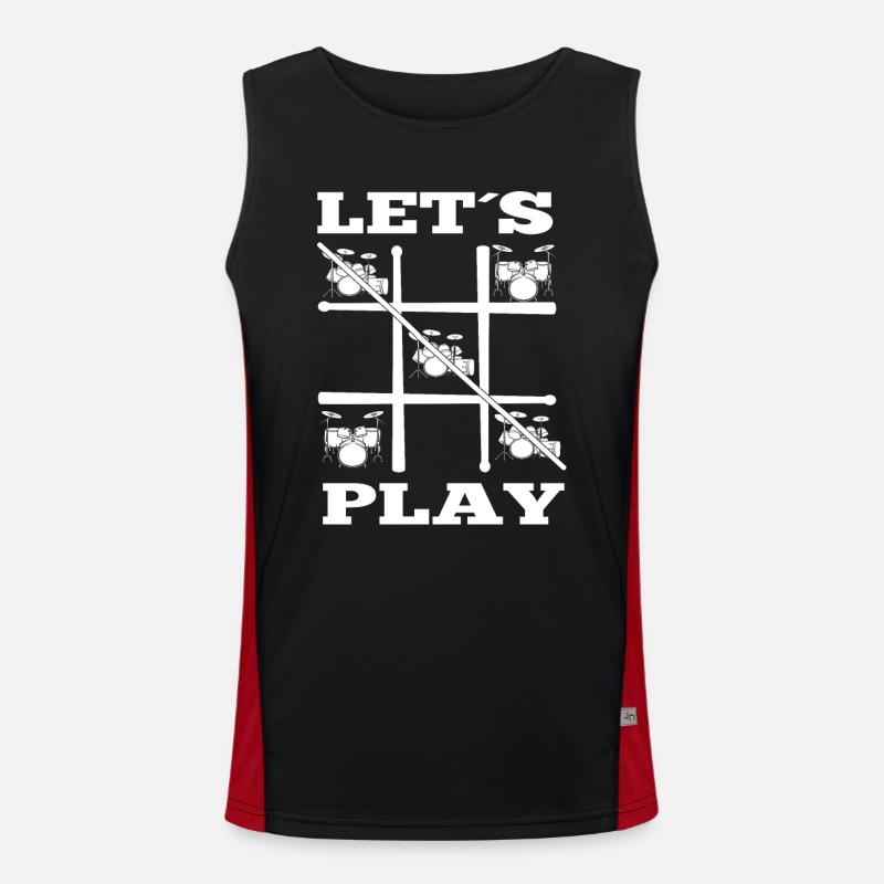 Lets Play Drums Drumset Schlagzeuger Geschenke Funktionelles Kontrast-Tank Top für Männer 