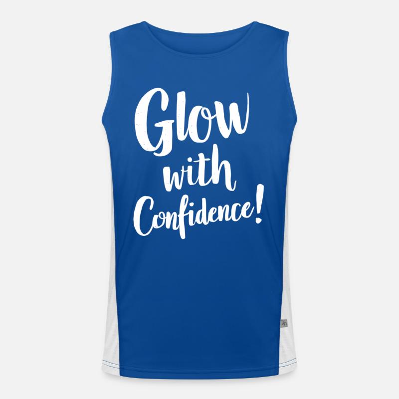 Glow with Confidence Inspirierende Botschaft Funktionelles Kontrast-Tank Top für Männer 