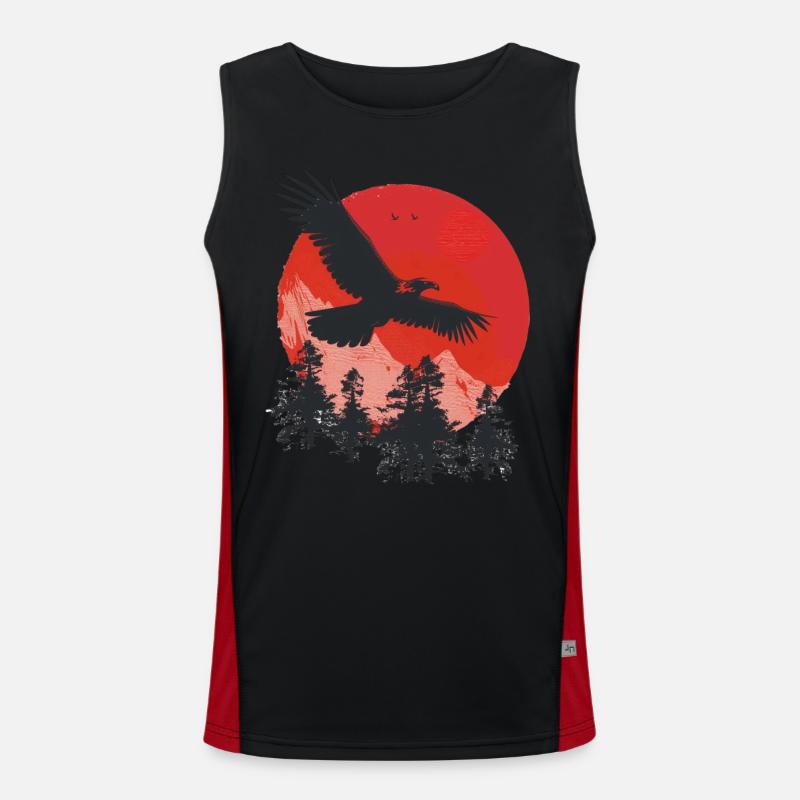 Wild eagle in red sunset Men's Functional Contrast Tank Top 