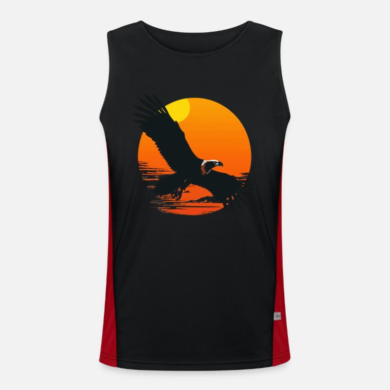Majestic eagle in sunset - Men's Functional Contrast Tank Top - black/red
