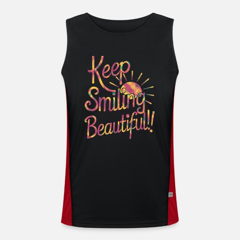 Keep Smiling Beautiful - Positiver Spruch Funktionelles Kontrast-Tank Top für Männer 