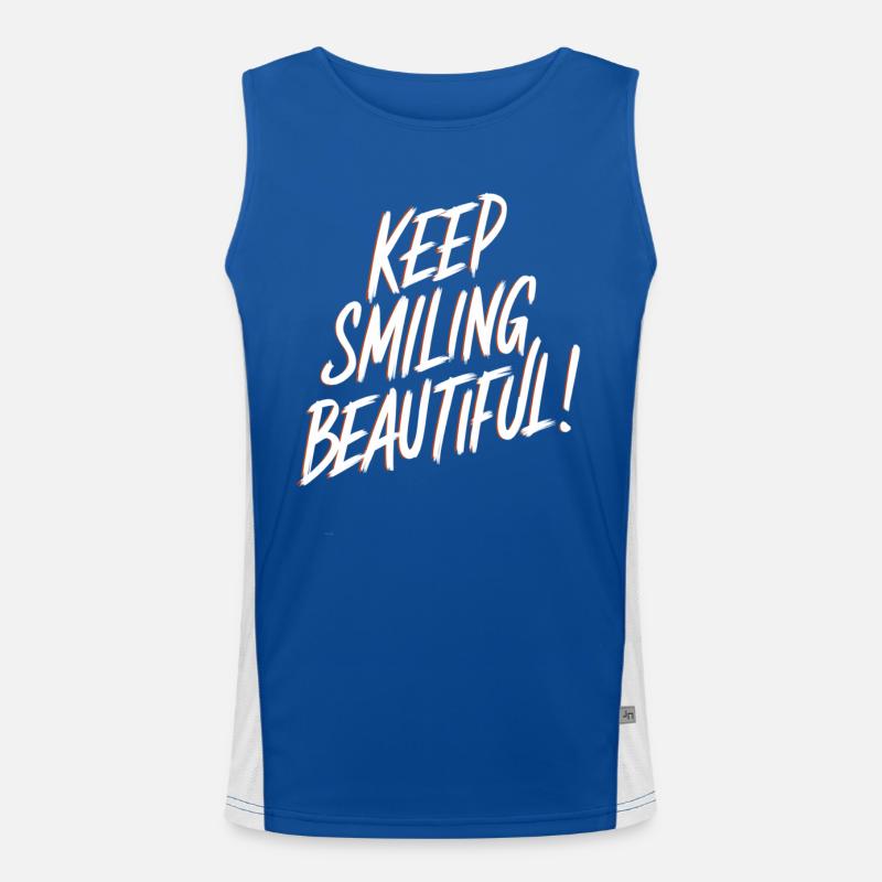 Keep Smiling Beautiful Positive Affirmation Funktionelles Kontrast-Tank Top für Männer 