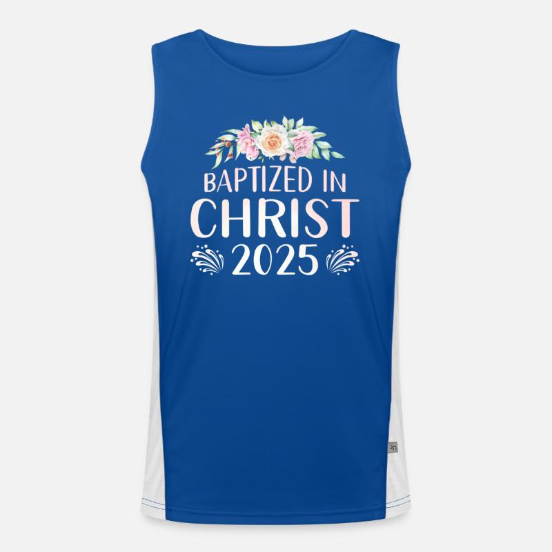 Baptized In Christ 2025 Floral Design Men's Functional Contrast Tank Top 