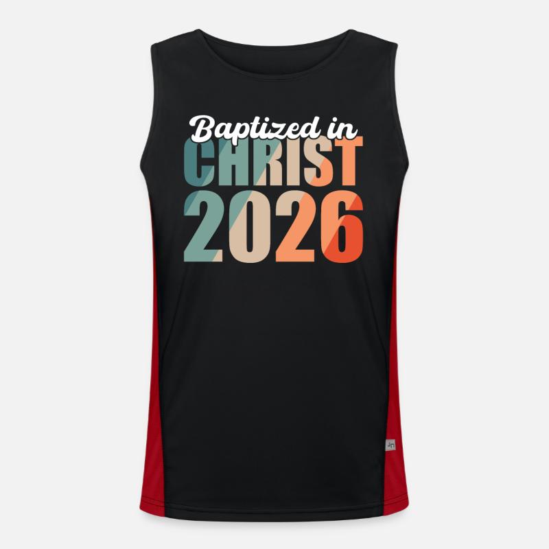 Baptized in Christ 2026 - Men's Functional Contrast Tank Top  - black/red