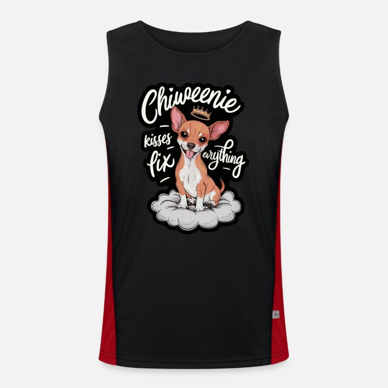 Chiweenie Dog Kisses Fix Everything Men's Functional Contrast Tank Top 