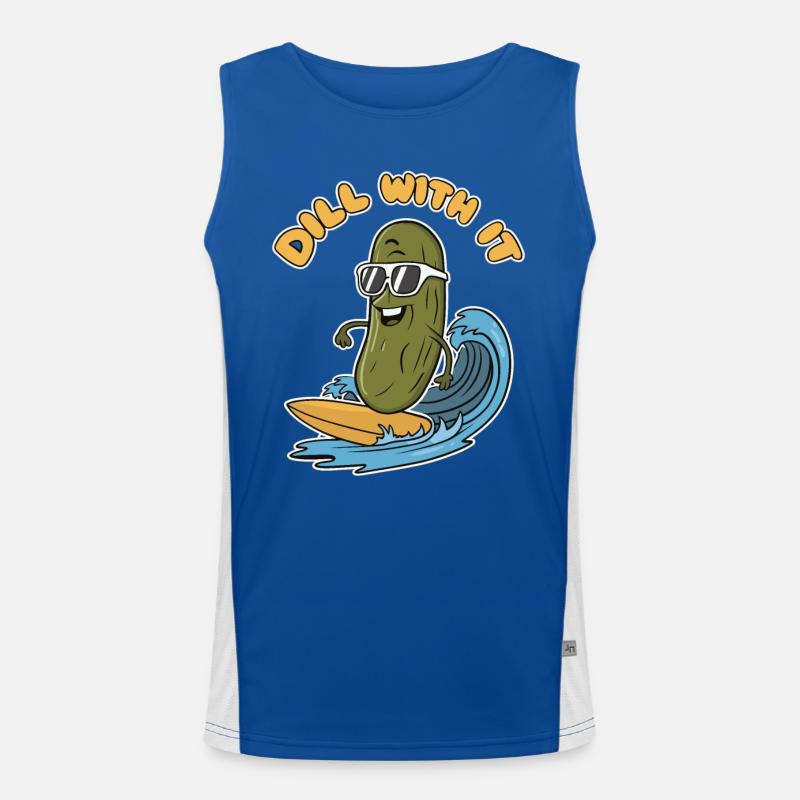 Dill With It Cooler Surfer Cartoon Funktionelles Kontrast-Tank Top für Männer 