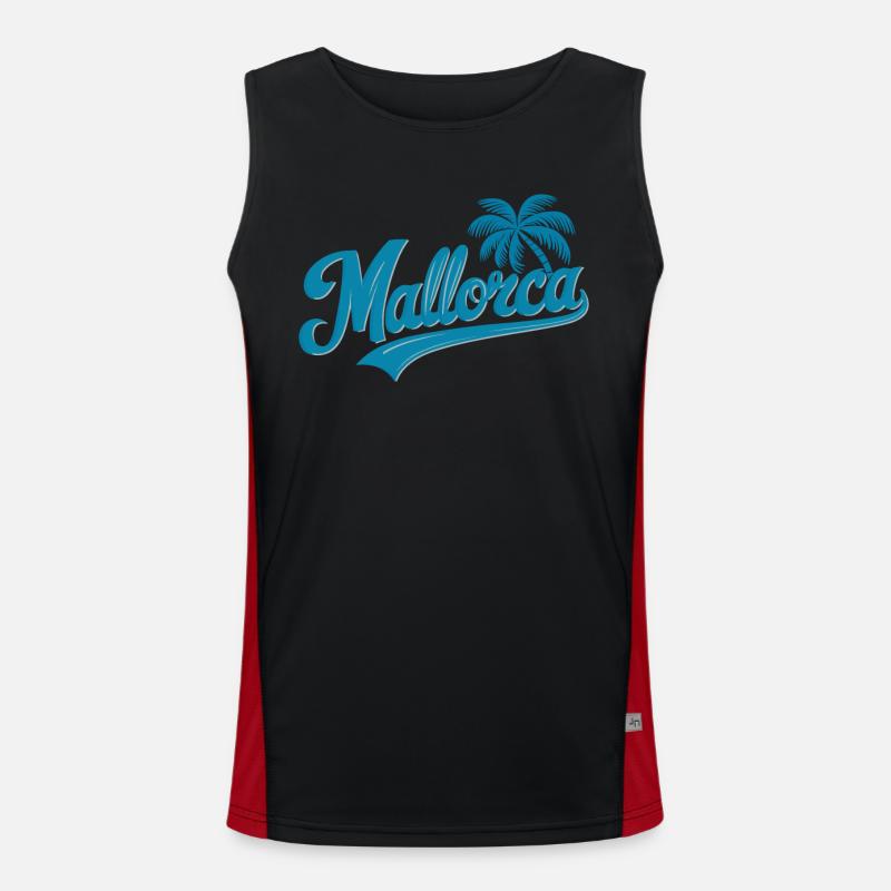 Mallorca Souvenir Palmen Design Strandfeeling Funktionelles Kontrast-Tank Top für Männer 