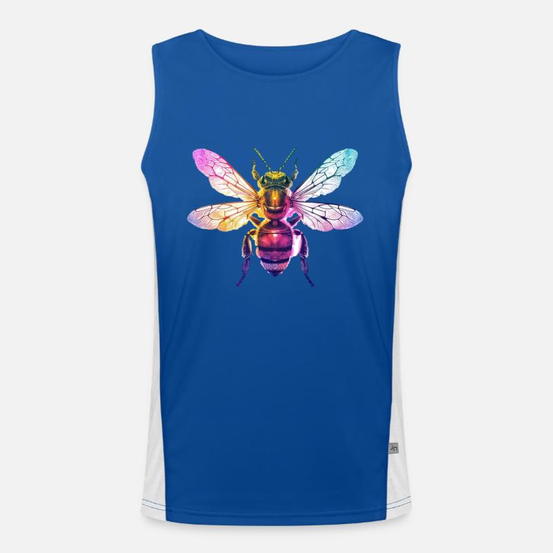 Colorful Bee Rainbow Colored Artwork Men's Functional Contrast Tank Top 