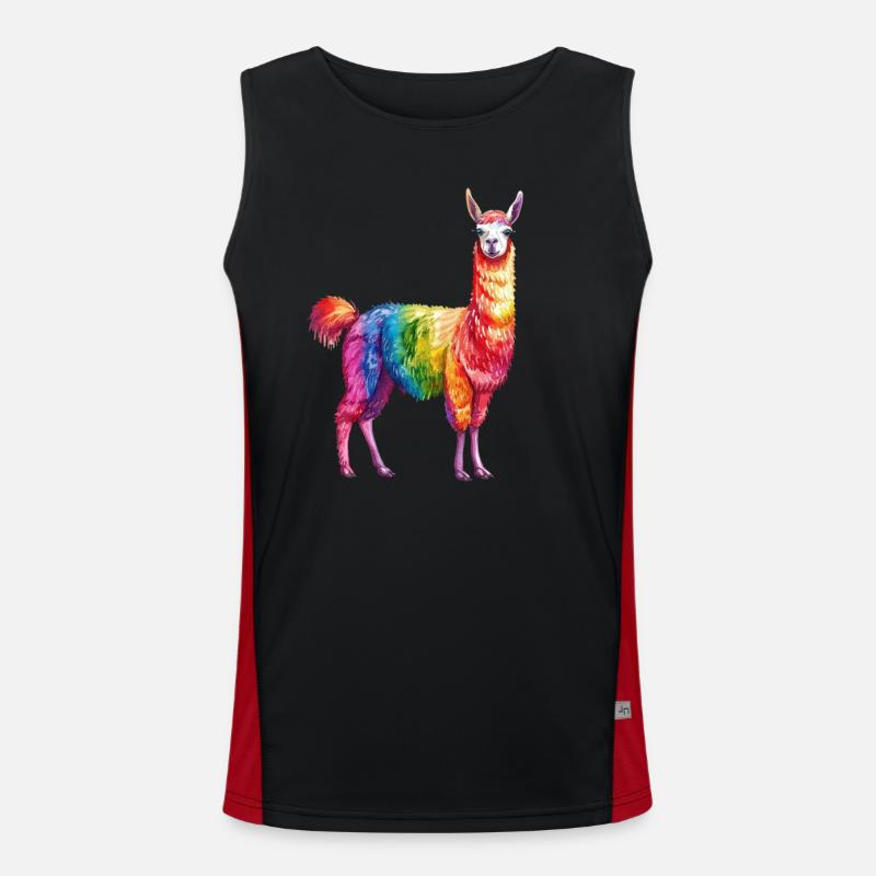 Buntes Regenbogen Lama Funktionelles Kontrast-Tank Top für Männer 
