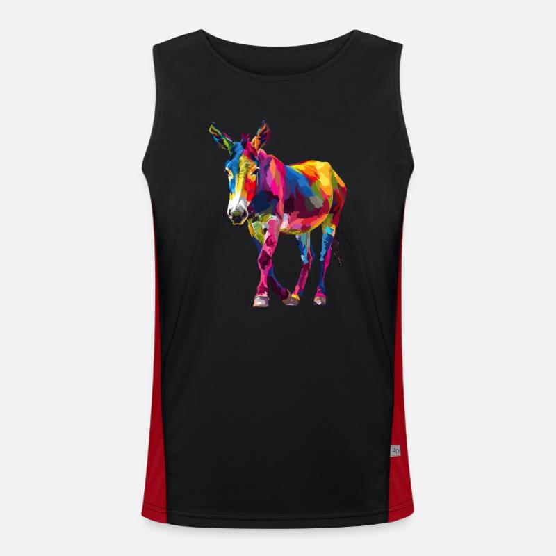 Colorful Donkey Pop Art Style Men's Functional Contrast Tank Top 