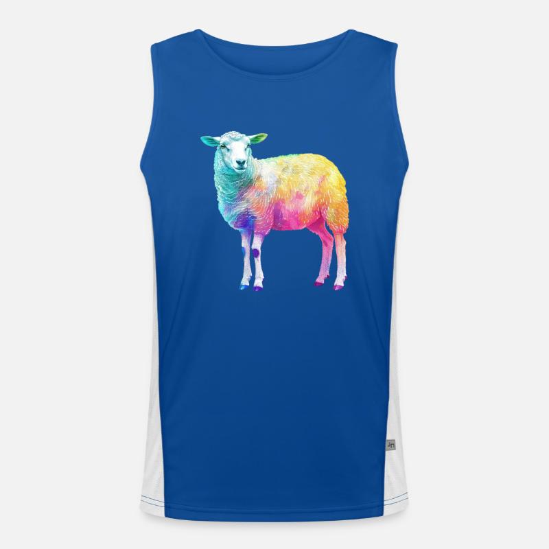 Schaf mit Regenbogen Shepherd-Farmtier Funktionelles Kontrast-Tank Top für Männer 