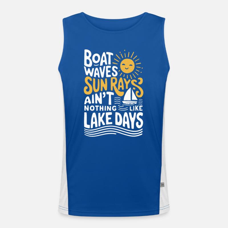 Boot Wellen Sonnenstrahlen Seetage, Sommer, Funktionelles Kontrast-Tank Top für Männer 