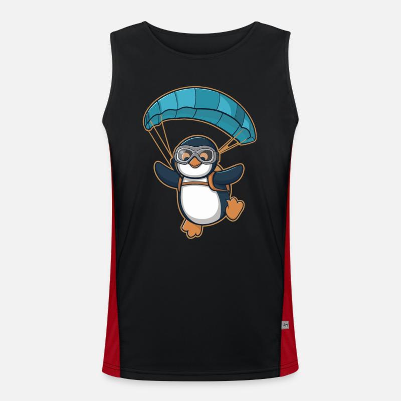 Skydiving penguin in adventure Men's Functional Contrast Tank Top 