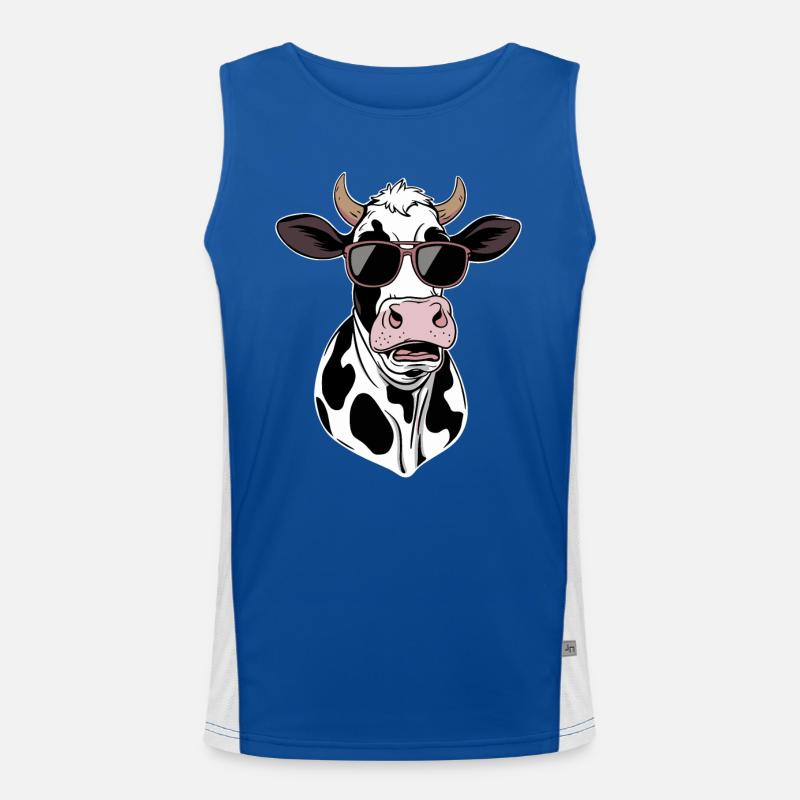 Cooler Kuhkopf Mit Sonnenbrille Funktionelles Kontrast-Tank Top für Männer 