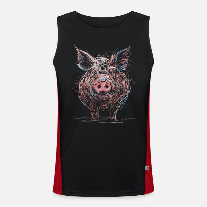 Dessin abstrait de cochon Illustration d’animal Débardeur respirant contrasté Homme 