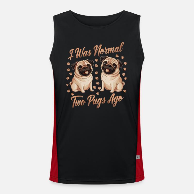 Ich War Normal Vor Zwei Möpsen Funktionelles Kontrast-Tank Top für Männer 