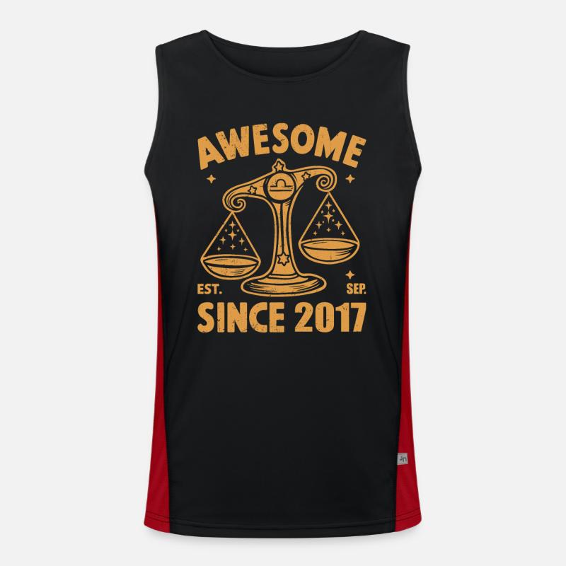 Awesome Since 2017 Libra Geburtstag Funktionelles Kontrast-Tank Top für Männer 