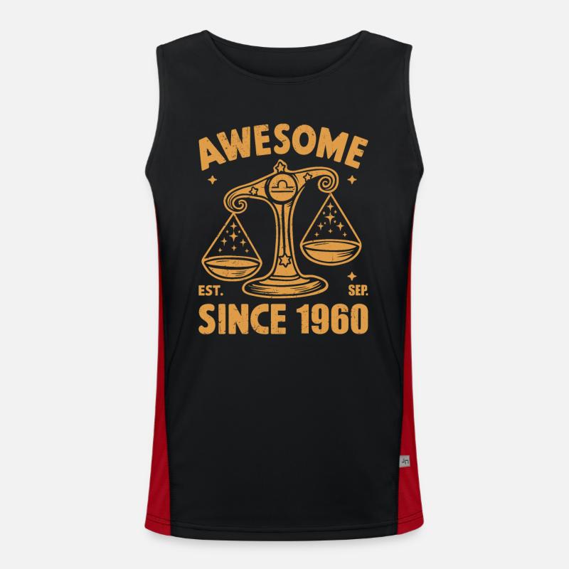 Awesome Since 1960 Libra Birthday Men's Functional Contrast Tank Top 