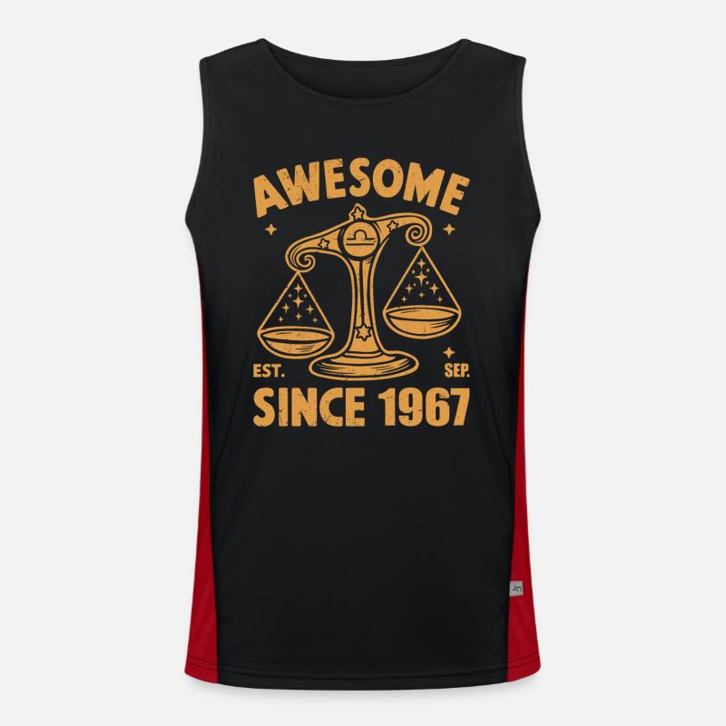 Awesome Since 1967 Libra Birthday Men's Functional Contrast Tank Top 