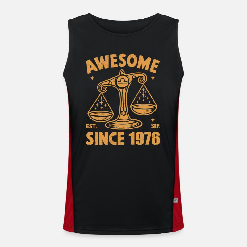Awesome Since 1976 Libra Geburtstag Funktionelles Kontrast-Tank Top für Männer 