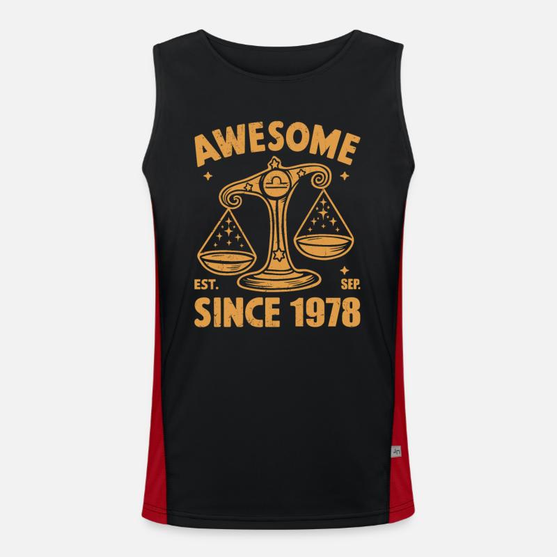 Awesome Since 1978 Libra Geburtstag Funktionelles Kontrast-Tank Top für Männer 