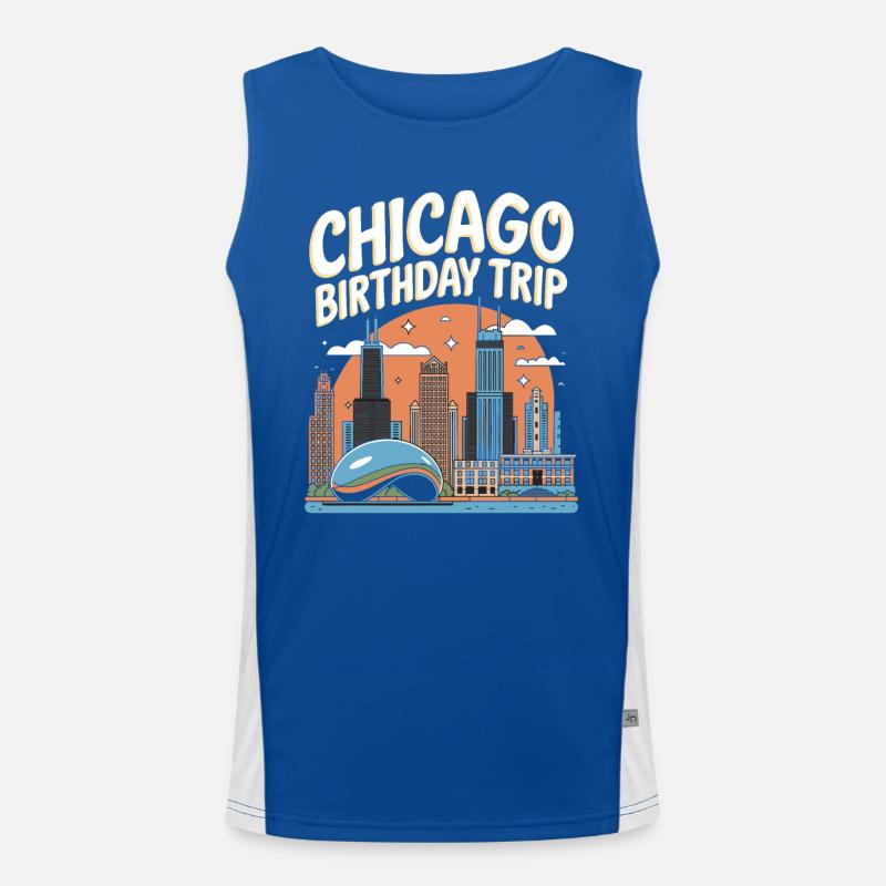 Chicago Geburtstag Reise Skyline Funktionelles Kontrast-Tank Top für Männer 