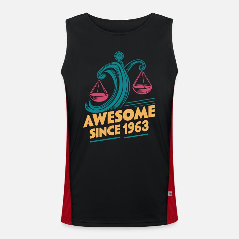 Libra Zodiac Birthday Awesome Since 1963 Men's Functional Contrast Tank Top 