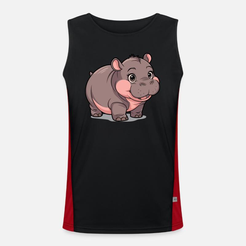 Moo Deng Nilpferd Hippo Funktionelles Kontrast-Tank Top für Männer 