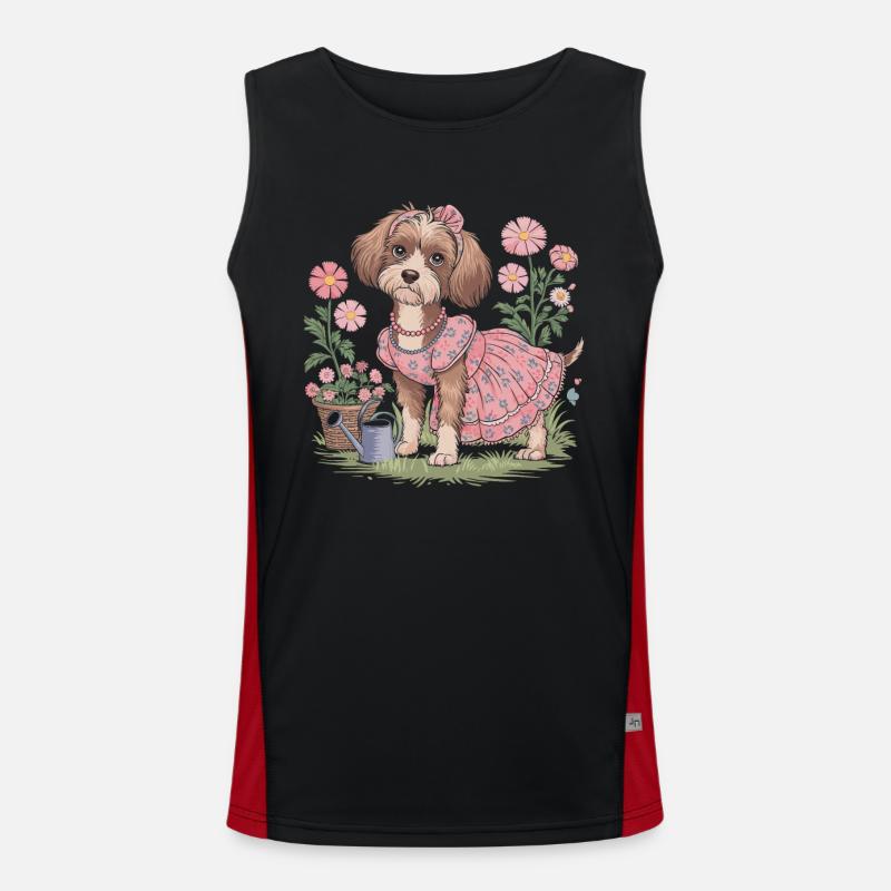 Chien Cottagecore avec fleurs et robe Débardeur respirant contrasté Homme 