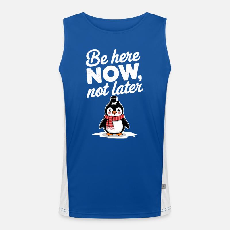 Be here now, not penguin later Men's Functional Contrast Tank Top 