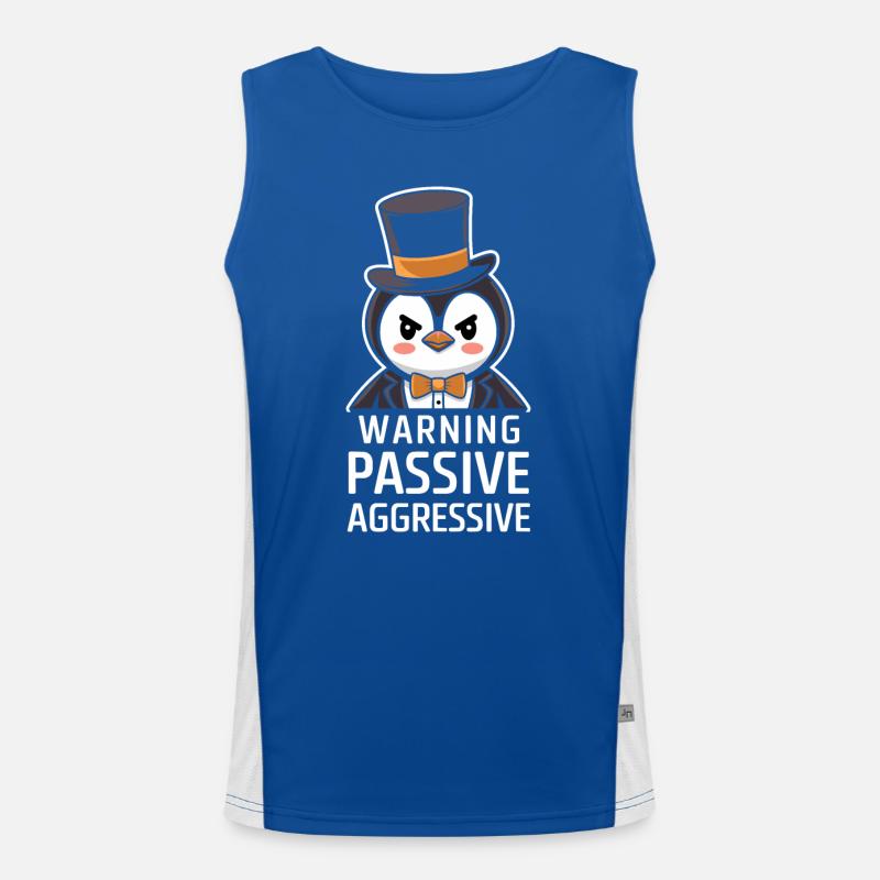 Warnung: Passiv Aggressiv Pinguin Mit Zylinder Funktionelles Kontrast-Tank Top für Männer 