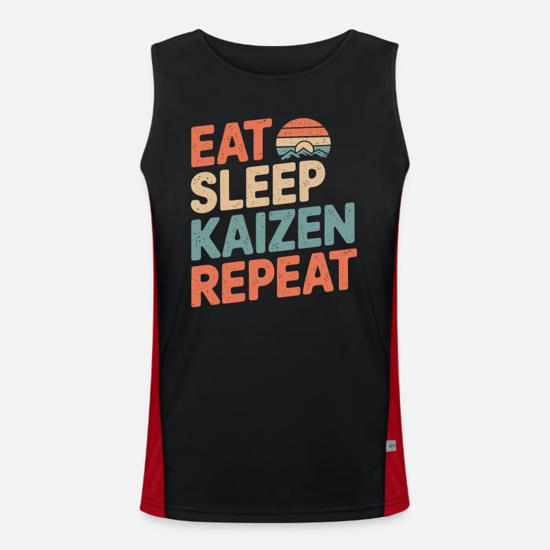 Eat Sleep Kaizen Improvement Repeat Men's Functional Contrast Tank Top 