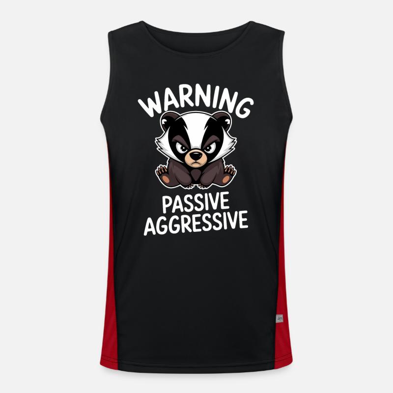 Warning Passive Aggressive Badger - Men's Functional Contrast Tank Top - black/red