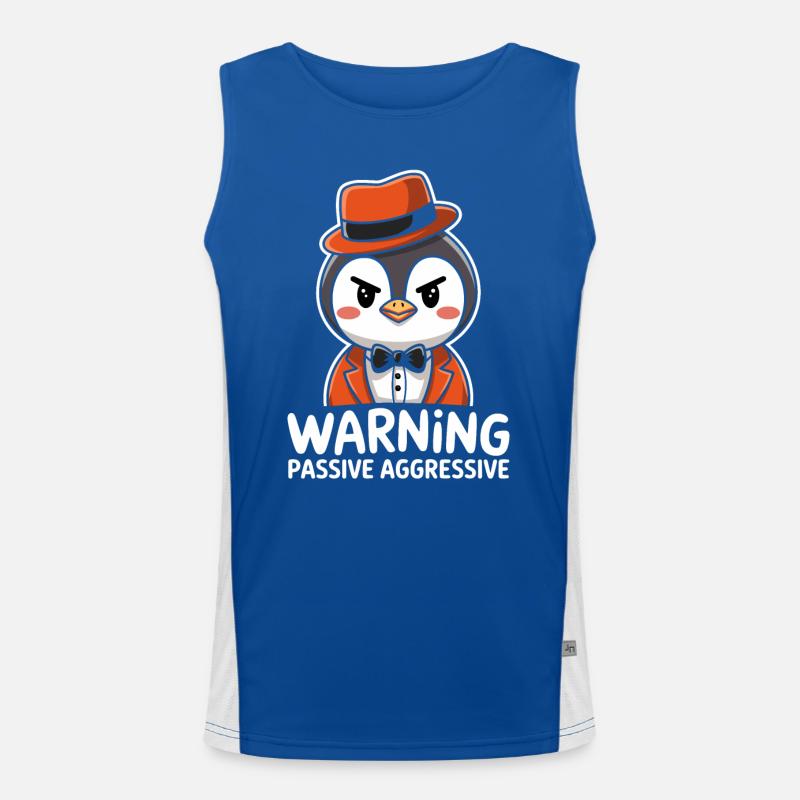 Warning: Passive Aggressive Penguin with Charm Men's Functional Contrast Tank Top 
