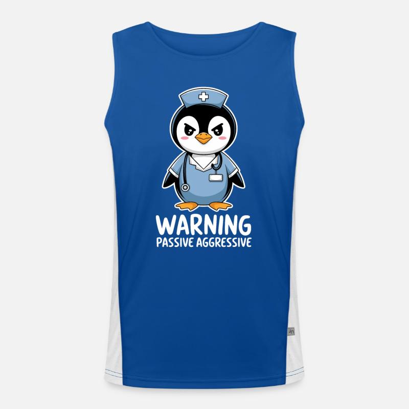 Warning Passive Aggressive Penguin Men's Functional Contrast Tank Top 