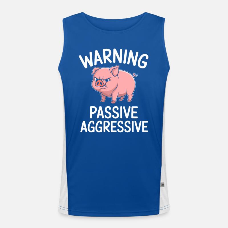 Warning Passive Aggressive Funny Pig Men's Functional Contrast Tank Top 