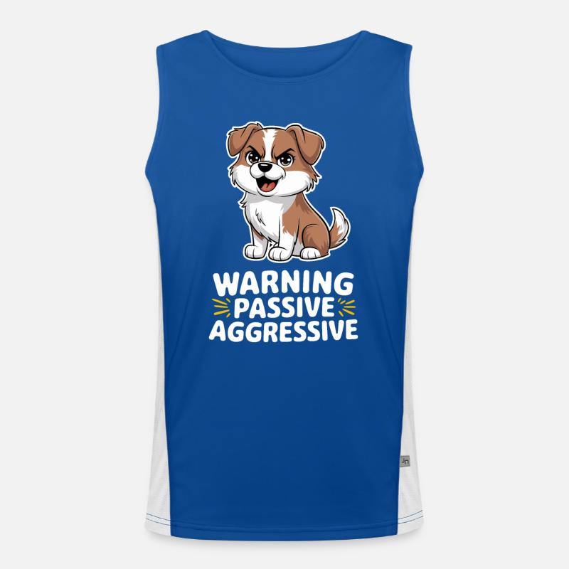 Warning Passive Aggressive Hund Illustration Funktionelles Kontrast-Tank Top für Männer 