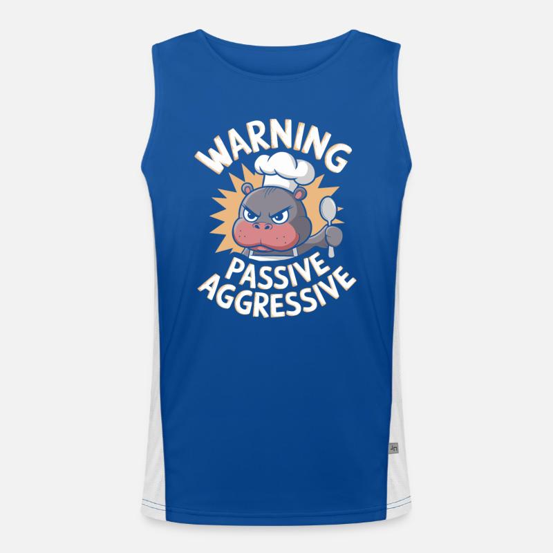 Warning Passive Aggressive Koch Nilpferd Funktionelles Kontrast-Tank Top für Männer 