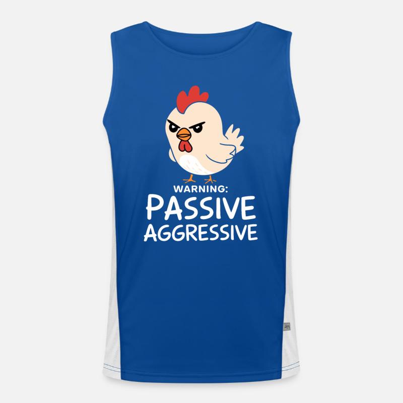 Warning: Passive Aggressive Humorous Chicken Men's Functional Contrast Tank Top 
