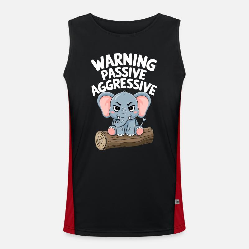 Beware Passive-Aggressive Funny Elephant - Men's Functional Contrast Tank Top  - black/red