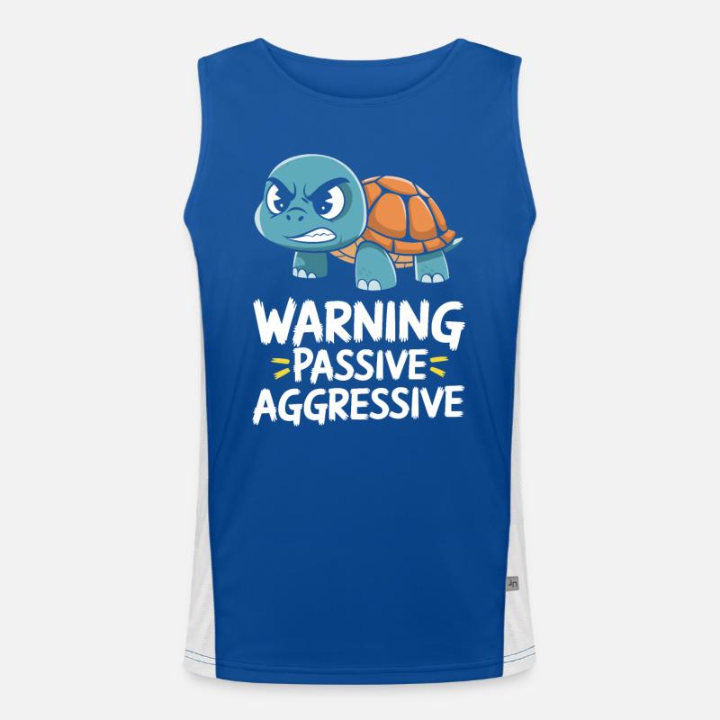 Warning Passive Aggressive Turtle Graphics Men's Functional Contrast Tank Top 