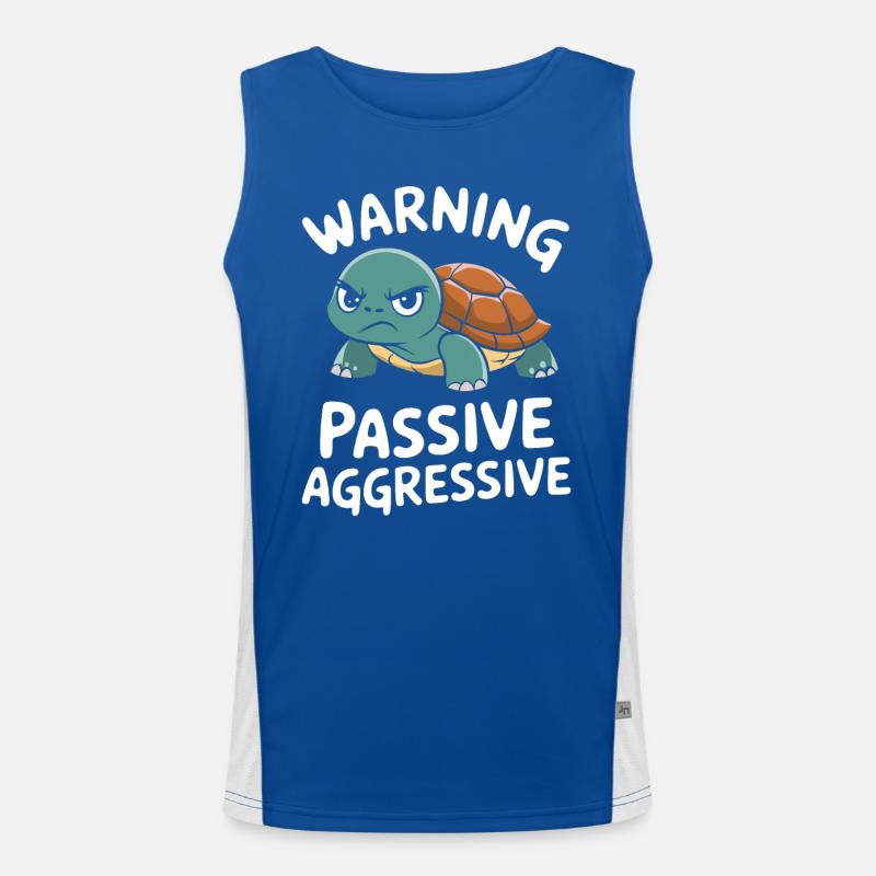 Warning: Passive, Aggressive, Turtle Men's Functional Contrast Tank Top 