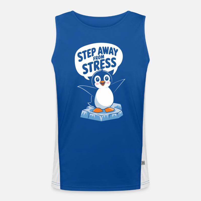 Penguin steps away from stress Men's Functional Contrast Tank Top 