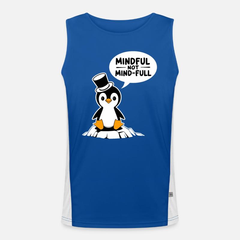 Achtsamer Pinguin Mit Zylinder Auf Eisblock Funktionelles Kontrast-Tank Top für Männer 