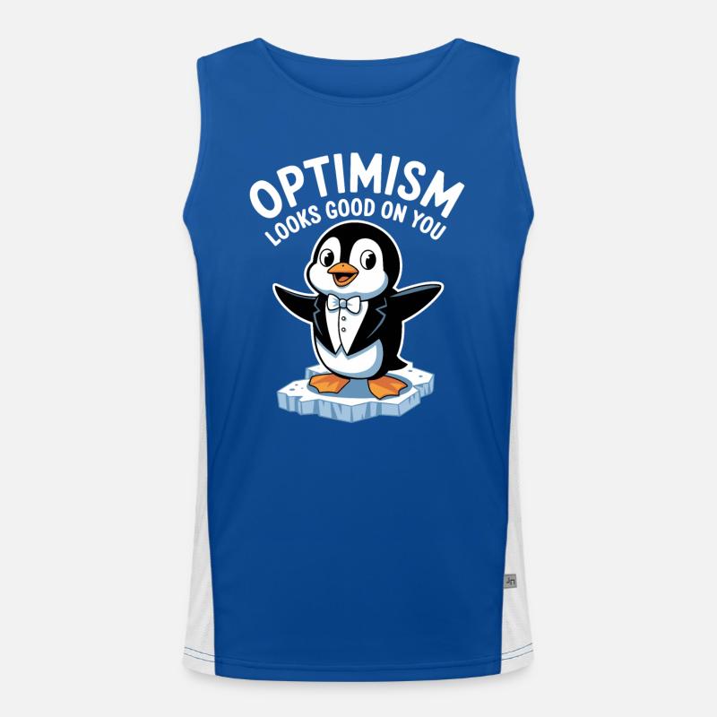 Optimismus Steht Dir Gut Pinguin Funktionelles Kontrast-Tank Top für Männer 